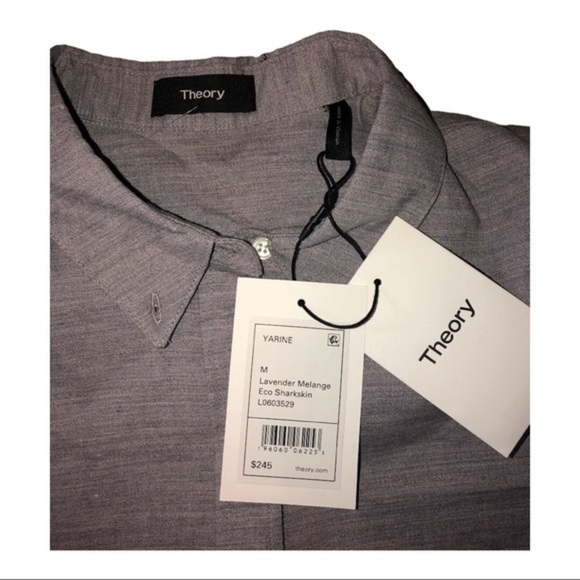 Theory Yarine Sharkskin Linen-Blend blouse Top shirt New size medium brand new - Picture 8 of 9